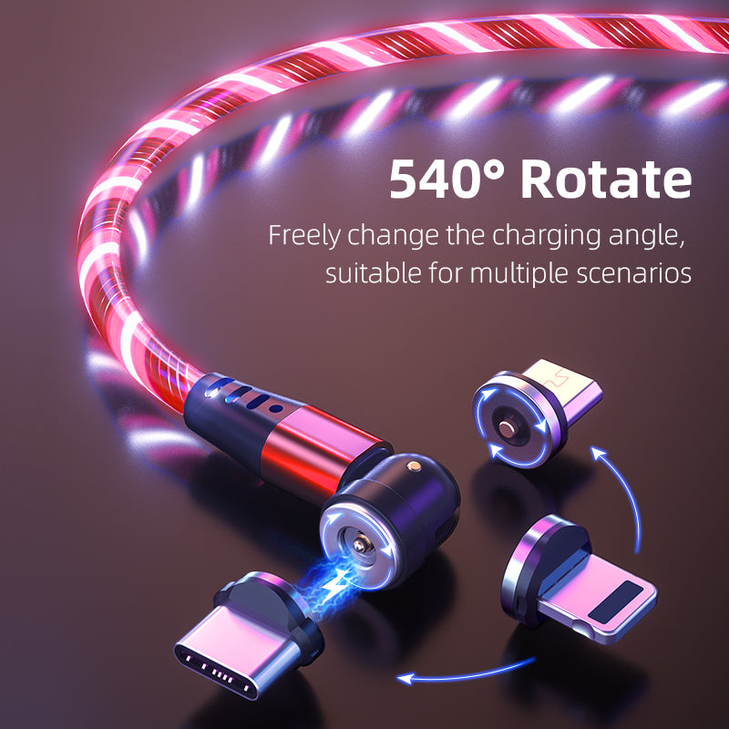 540 Degree Rotating Magnetic LED Charger Cable Fast Charge 3A