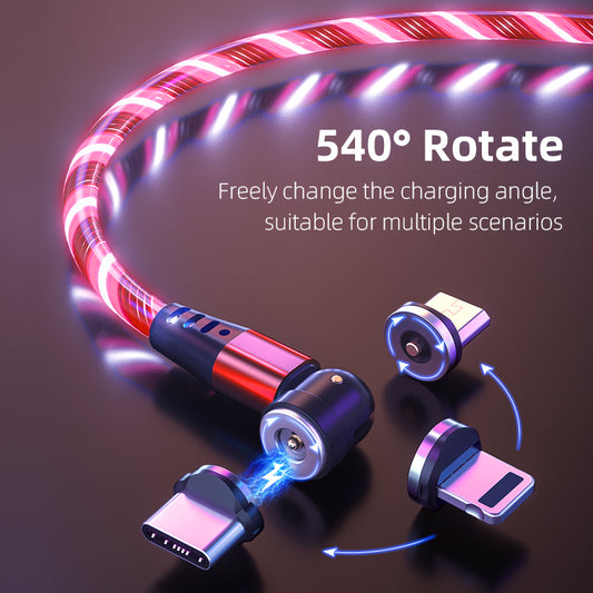 540 Degree Rotating Magnetic LED Charger Cable Fast Charge 3A