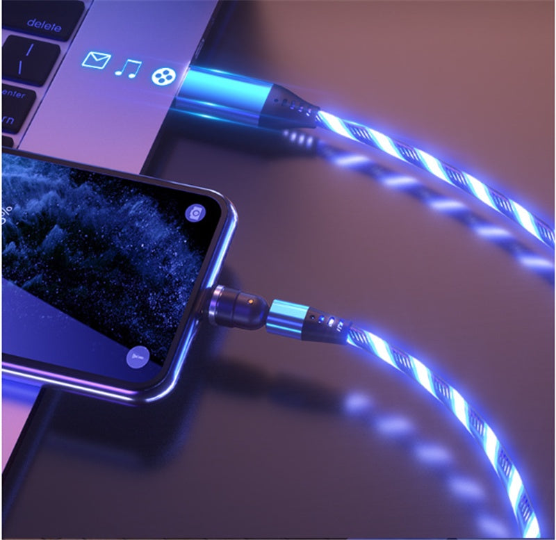 540 Degree Rotating Magnetic LED Charger Cable Fast Charge 3A