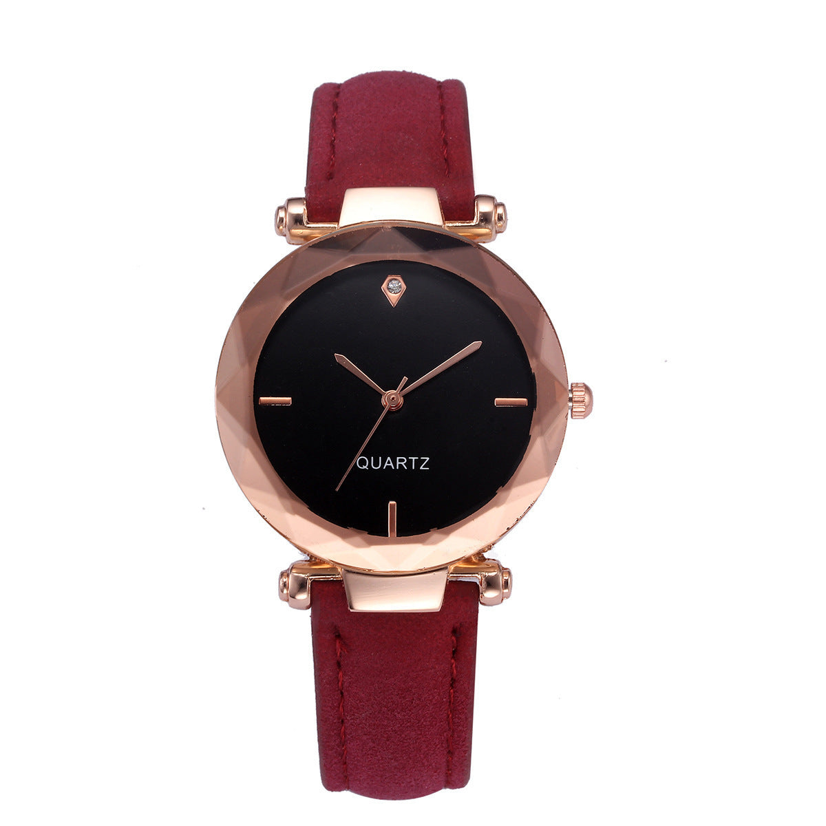 Waterdrop Diamond Frosted Leather Rhombus Women Watch