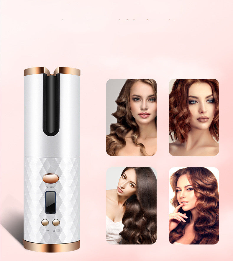 Rechargeable Automatic Hair Curler LCD Ceramic Rotating Styler