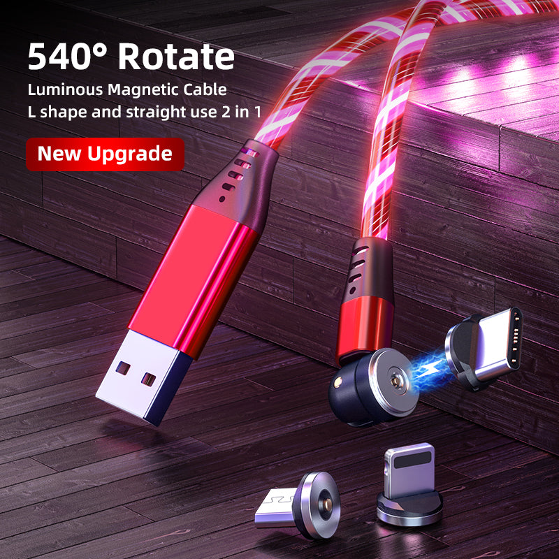 540 Degree Rotating Magnetic LED Charger Cable Fast Charge 3A