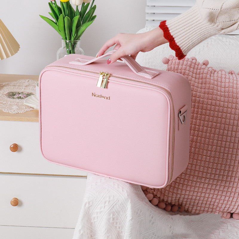 Smart LED Cosmetic Case Mirror Portable Large Capacity Makeup Bag