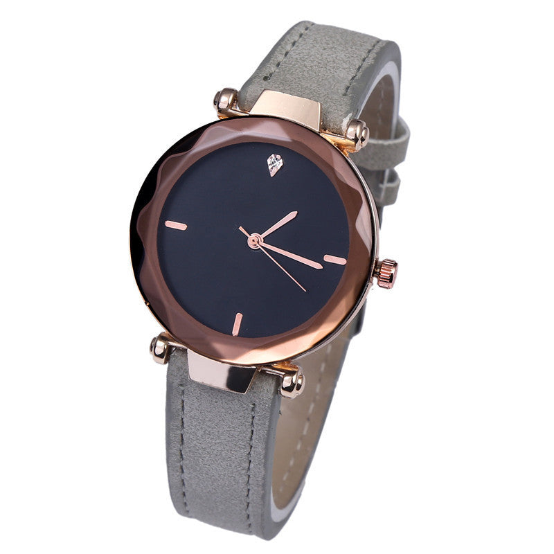 Waterdrop Diamond Frosted Leather Rhombus Women Watch