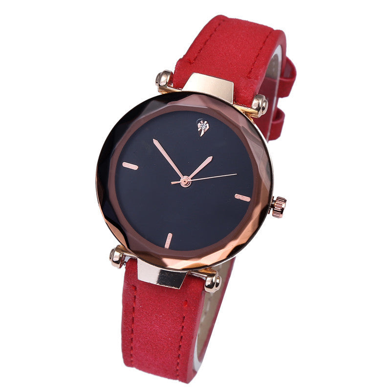 Waterdrop Diamond Frosted Leather Rhombus Women Watch