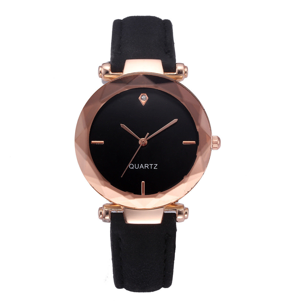 Waterdrop Diamond Frosted Leather Rhombus Women Watch
