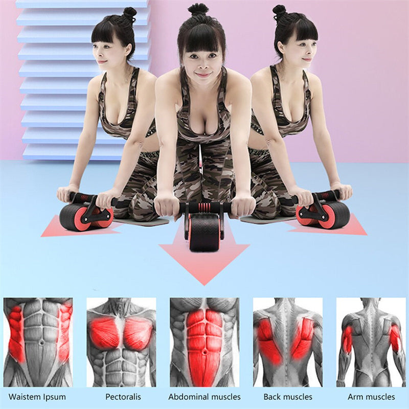 Double Wheel Ab Roller Automatic Rebound Home Gym Trainer