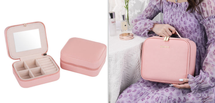 Smart LED Cosmetic Case Mirror Portable Large Capacity Makeup Bag
