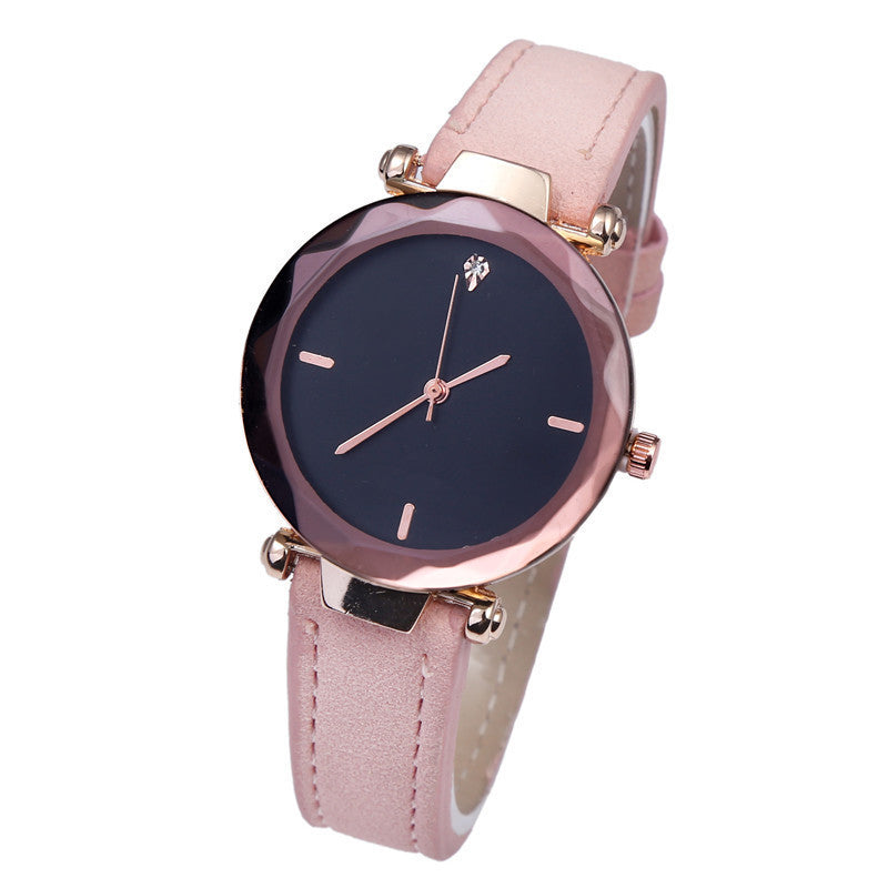Waterdrop Diamond Frosted Leather Rhombus Women Watch