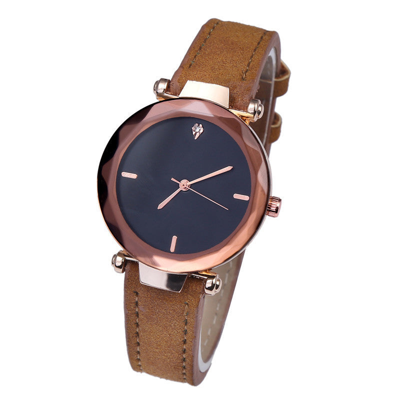 Waterdrop Diamond Frosted Leather Rhombus Women Watch