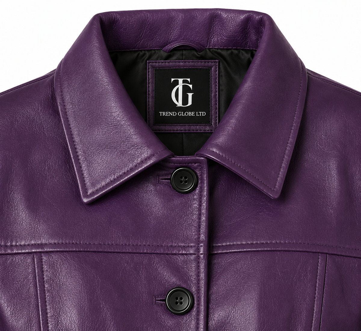 Trend Globe LTD Women’s Purple Genuine Leather Long Coat – Classic Button Front Jacket