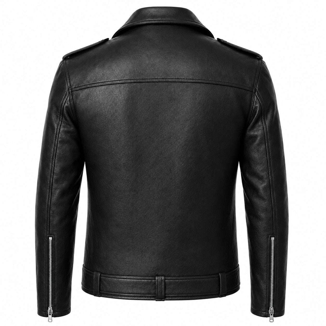 Negan style asymmetrical belted black  Leather biker jacket