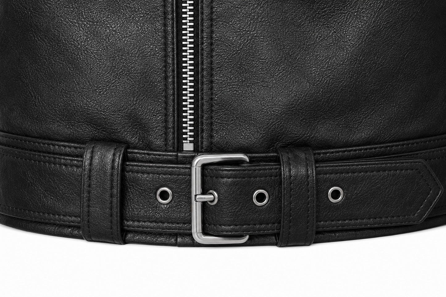 Negan style asymmetrical belted black  Leather biker jacket