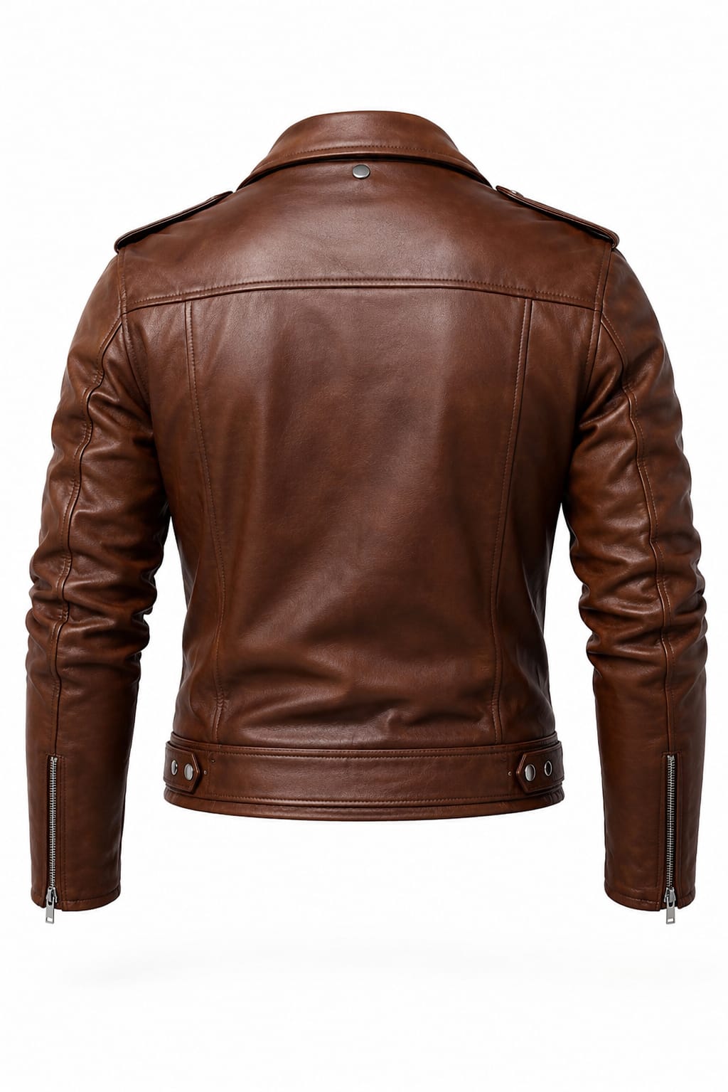 Men’s Black Leather Multi-Pocket Military Biker Jacket