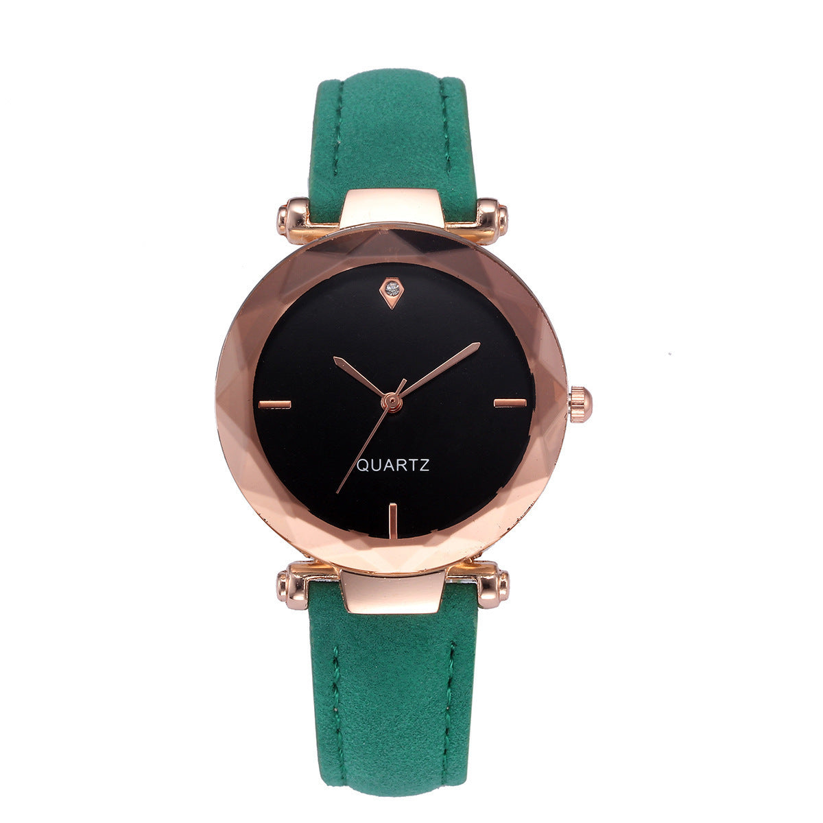 Waterdrop Diamond Frosted Leather Rhombus Women Watch