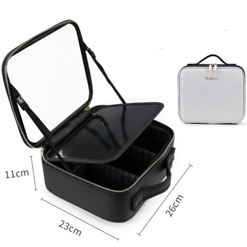 Smart LED Cosmetic Case Mirror Portable Large Capacity Makeup Bag