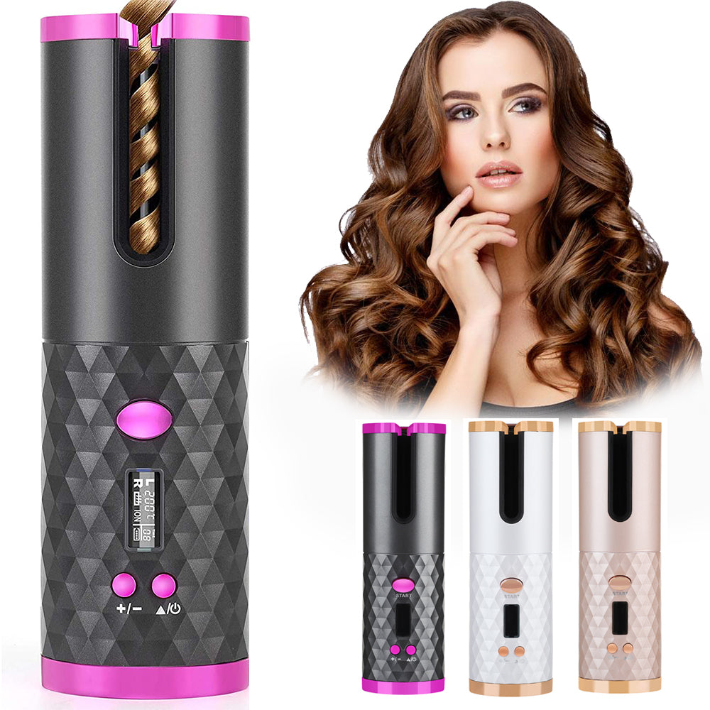 Rechargeable Automatic Hair Curler LCD Ceramic Rotating Styler