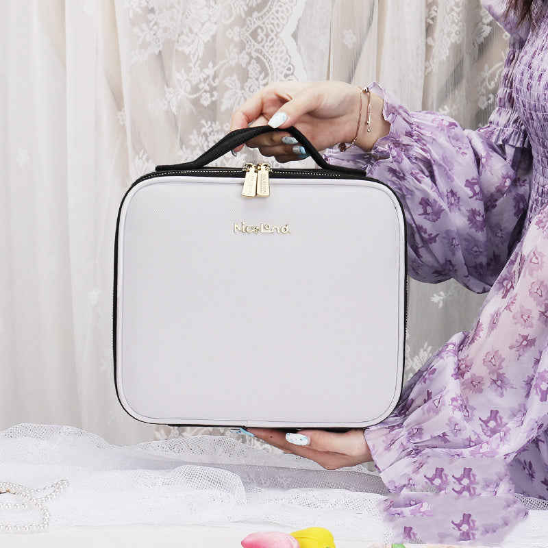 Smart LED Cosmetic Case Mirror Portable Large Capacity Makeup Bag