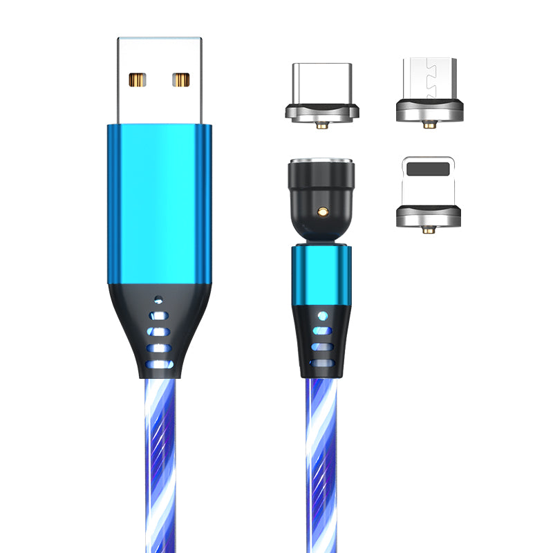 540 Degree Rotating Magnetic LED Charger Cable Fast Charge 3A