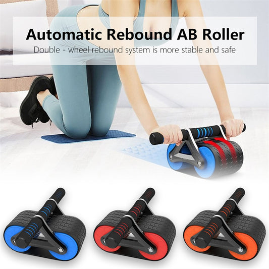 Double Wheel Ab Roller Automatic Rebound Home Gym Trainer