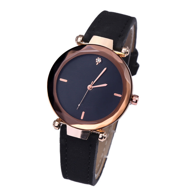 Waterdrop Diamond Frosted Leather Rhombus Women Watch