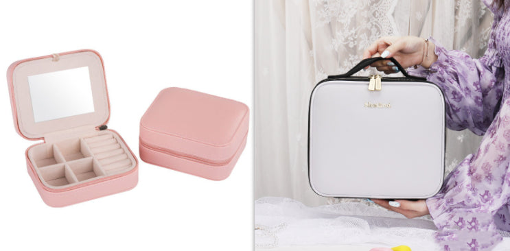 Smart LED Cosmetic Case Mirror Portable Large Capacity Makeup Bag