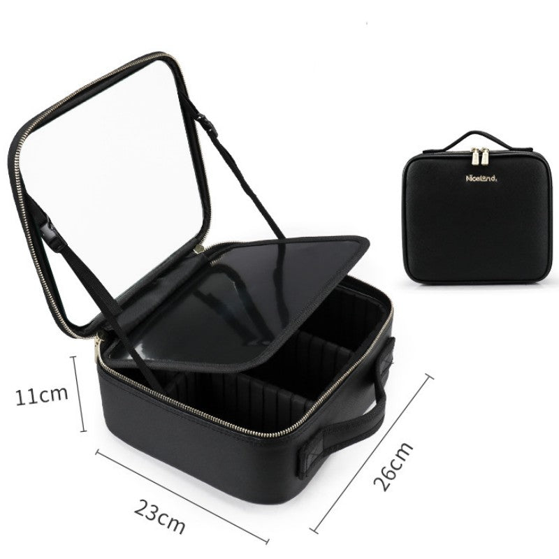 Smart LED Cosmetic Case Mirror Portable Large Capacity Makeup Bag