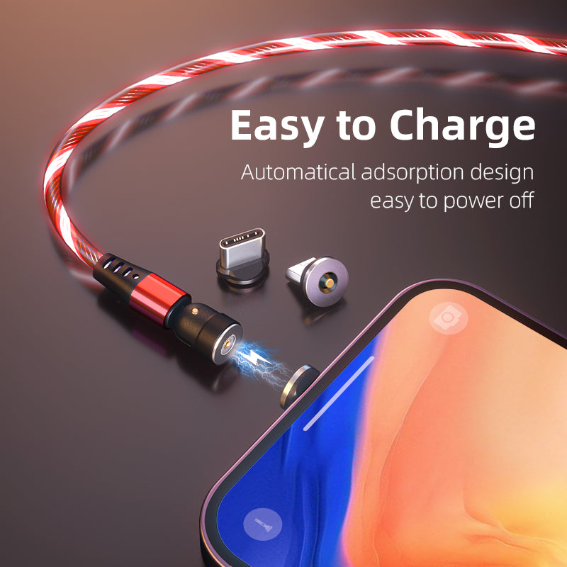 540 Degree Rotating Magnetic LED Charger Cable Fast Charge 3A
