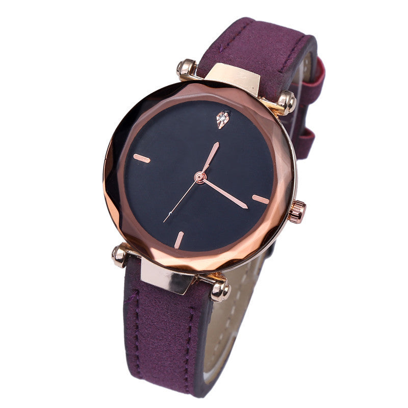 Waterdrop Diamond Frosted Leather Rhombus Women Watch